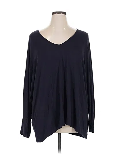 Pre-owned Joan Vass Long Sleeve Top Black V-neck Tops