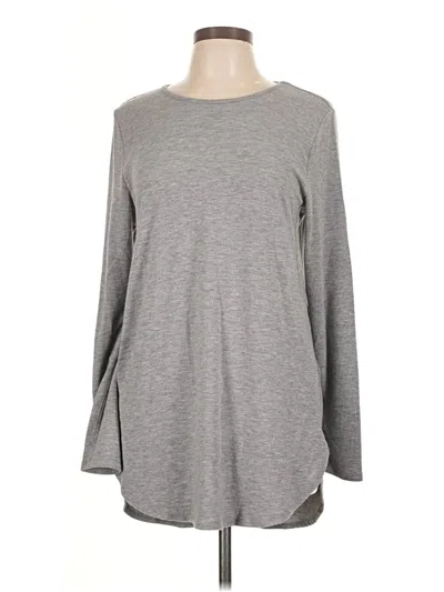 Pre-owned Joan Vass Long Sleeve Top Gray Crew Neck Tops