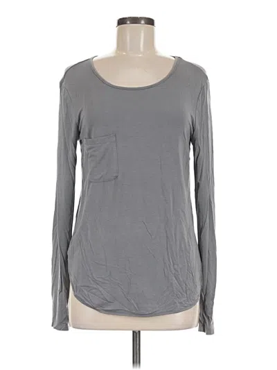 Pre-owned Joan Vass Long Sleeve Top Gray Scoop Neck Tops