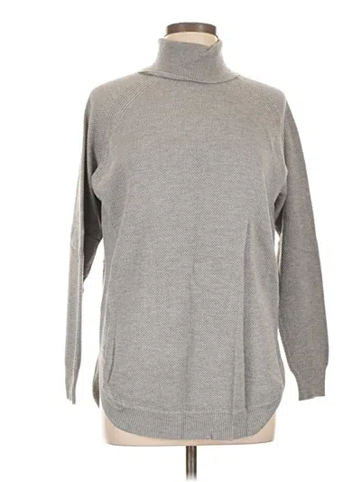 Pre-owned Joan Vass Long Sleeve Turtleneck In Gray