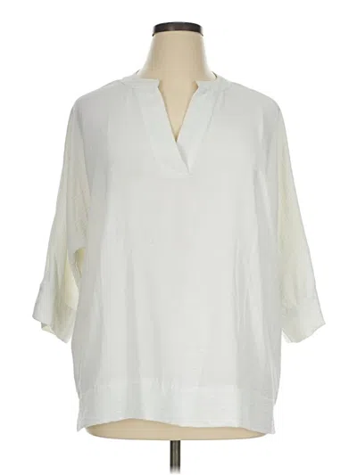 Pre-owned Joan Vass New York 3/4 Sleeve Blouse In Ivory