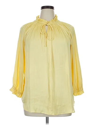 Pre-owned Joan Vass New York 3/4 Sleeve Blouse In Yellow