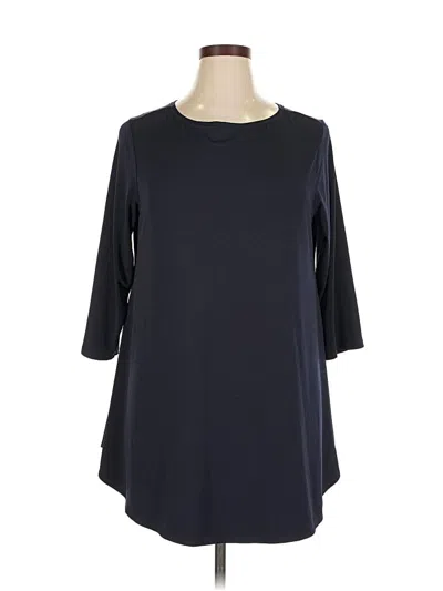 Pre-owned Joan Vass New York 3/4 Sleeve Top Black Boatneck Tops