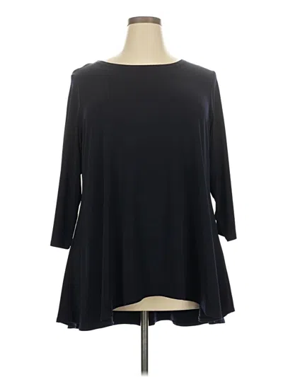 Pre-owned Joan Vass New York 3/4 Sleeve Top Black Boatneck Tops