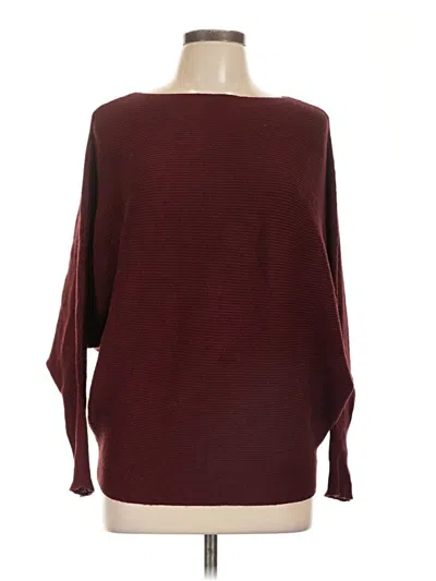 Pre-owned Joan Vass New York 3/4 Sleeve Top Burgundy Boatneck Tops