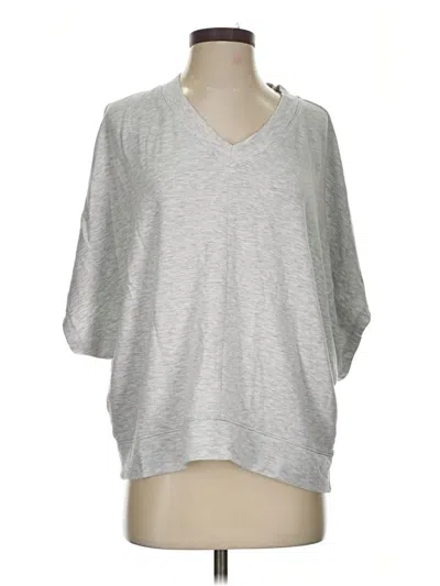 Pre-owned Joan Vass New York 3/4 Sleeve Top Gray V Neck Tops