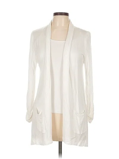 Pre-owned Joan Vass New York Cardigan Sweater In White