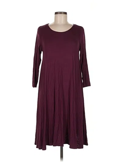 Pre-owned Joan Vass New York Casual Dress In Burgundy