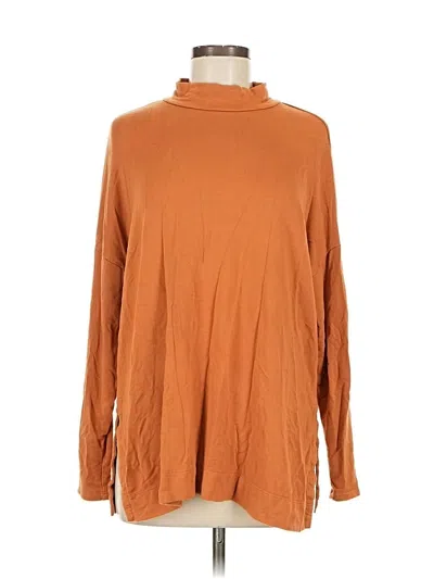 Pre-owned Joan Vass New York Long Sleeve Turtleneck In Brown