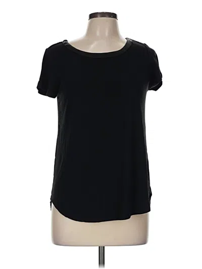 Pre-owned Joan Vass New York Short Sleeve Top Black Scoop Neck Tops