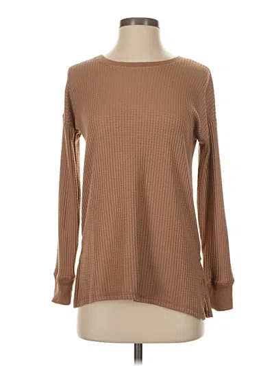 Pre-owned Joan Vass New York Thermal Top Brown Square Neckline Tops