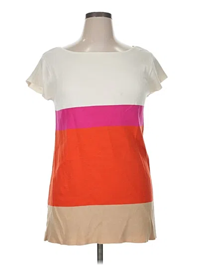 Pre-owned Joan Vass Short Sleeve Top Orange Square Neckline Tops