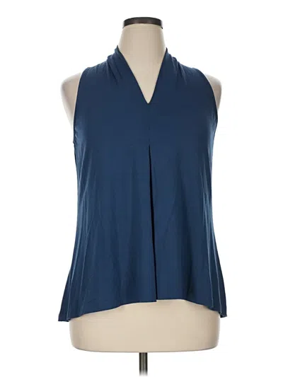 Pre-owned Joan Vass Sleeveless Blouse In Blue