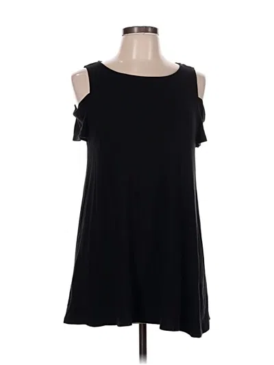 Pre-owned Joan Vass Sleeveless Top Black Cold Shoulder Neckline Tops