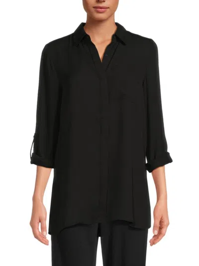 Joan Vass Women's Patch Pocket Shirt In Black