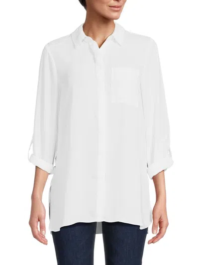 Joan Vass Women's Patch Pocket Shirt In White