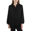 Joan Vass Womens Ruffled Chiffon Button-down Top