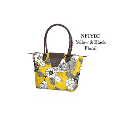 Joann Marie Designs Joann Marrie Designs Nf1ybf Small Fold Up Bag - Yellow And Black Floral- Pack Of 2 In Multi