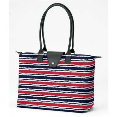 Joann Marie Designs Joann Marrie Designs Nf3ms Long Handle Fold-up Bag - Marina Stripe- Pack Of 2 In Multi