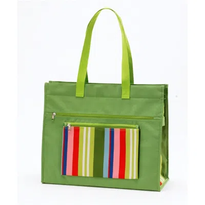Joann Marie Designs Joann Marrie Designs Nptgrst Insulated Tote Bag - Green Stripe- Pack Of 2