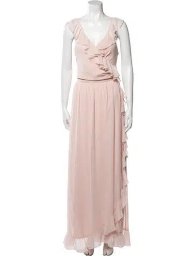 Pre-owned Joanna August V-neck Long Dress In Pink