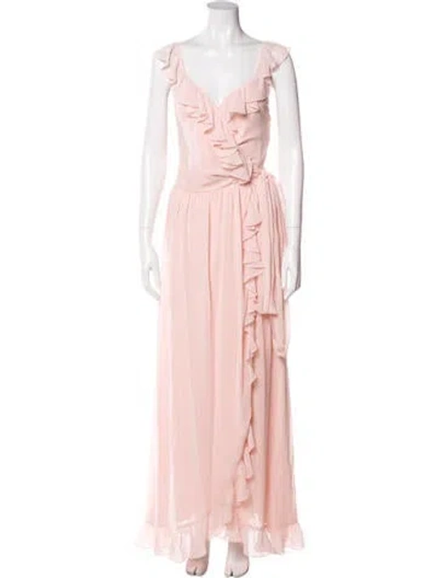 Pre-owned Joanna August V-neck Long Dress In Pink