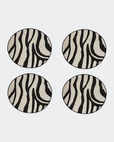 Joanna Buchanan Beaded Zebra Coasters, Set Of 4 In Black