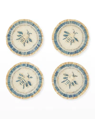 Joanna Buchanan Bee Straw Coasters, Set Of 4 In Blue