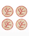Joanna Buchanan Coral Straw Coasters, Set Of 4 In Red
