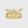 Joanna Buchanan Etched Wing Bug Skinny Lemon Jasper Napkin Rings, Set Of 4 In Gold