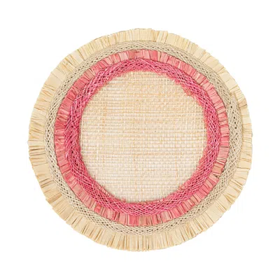 Joanna Buchanan Fringed Two-tone Straw Coasters, Set Of 4 In Neutral