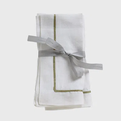 Joanna Buchanan Gold Trim Linen Dinner Napkins, Set Of Two