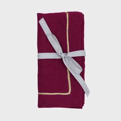 Joanna Buchanan Gold Trim Linen Dinner Napkins, Set Of Two