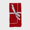Joanna Buchanan Gold-tone Trim Linen Dinner Napkins, Set Of 2 In Red