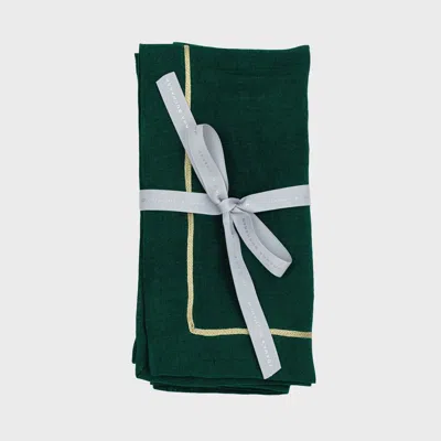 Joanna Buchanan Gold Trim Linen Dinner Napkins, Set Of Two