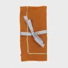 Joanna Buchanan Gold Trim Linen Dinner Napkins, Set Of Two In Brown