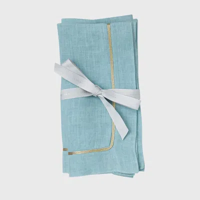 Joanna Buchanan Linen Dinner Napkins 2-piece Set In Duck Egg
