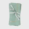 Joanna Buchanan Gold Trim Linen Dinner Napkins, Set Of Two In Green