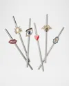 Joanna Buchanan Lucky Charm Metal Cocktail Straws, Set Of 6 In Multi