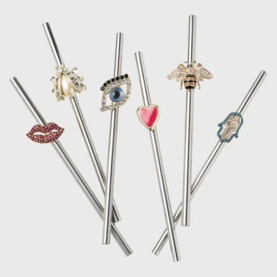 Joanna Buchanan Lucky Charm Metal Cocktail Straws, Set Of Six