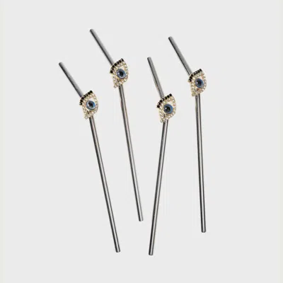 Joanna Buchanan Metal Straws, Set Of Four In Multi