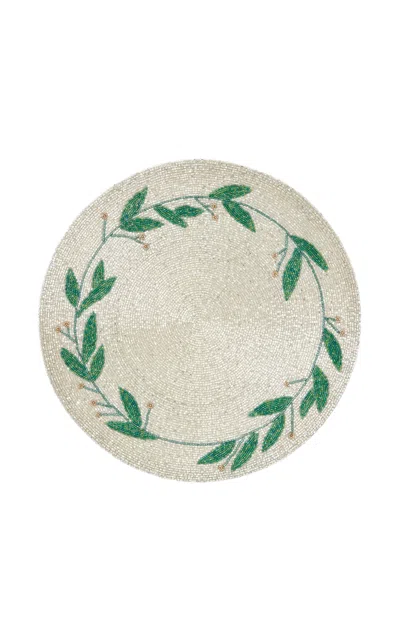 Joanna Buchanan Mistletoe Hand-beaded Placemat In Silver