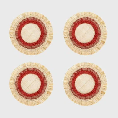 Joanna Buchanan Ruffle Edge Straw Coasters In Multi