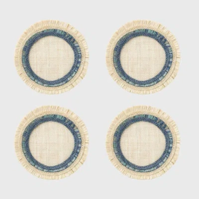 Joanna Buchanan Ruffle Edge Straw Coasters In Blue