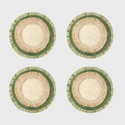 Joanna Buchanan Ruffle Edge Straw Coasters In Green