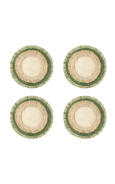 Joanna Buchanan Ruffle Edge Straw Coasters In Green