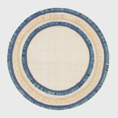Joanna Buchanan Ruffle Edge 4-piece Straw Placemat Set In Indigo
