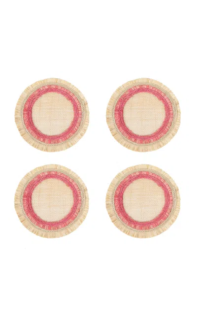 Joanna Buchanan Ruffled Straw Coasters In Pink