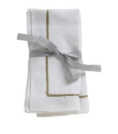 Joanna Buchanan Set Of 2 Linen Embroidered Napkins In White