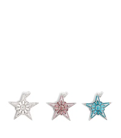 Joanna Buchanan Set Of 3 Embellished Star Tree Decorations In Multi